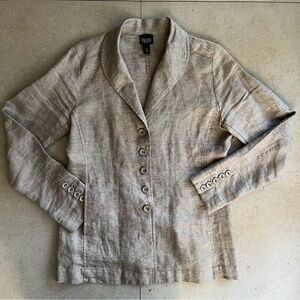 Eileen Fisher Linen Jacket Women’s 2 PP Grey Sparkle Button Front Blazer Career